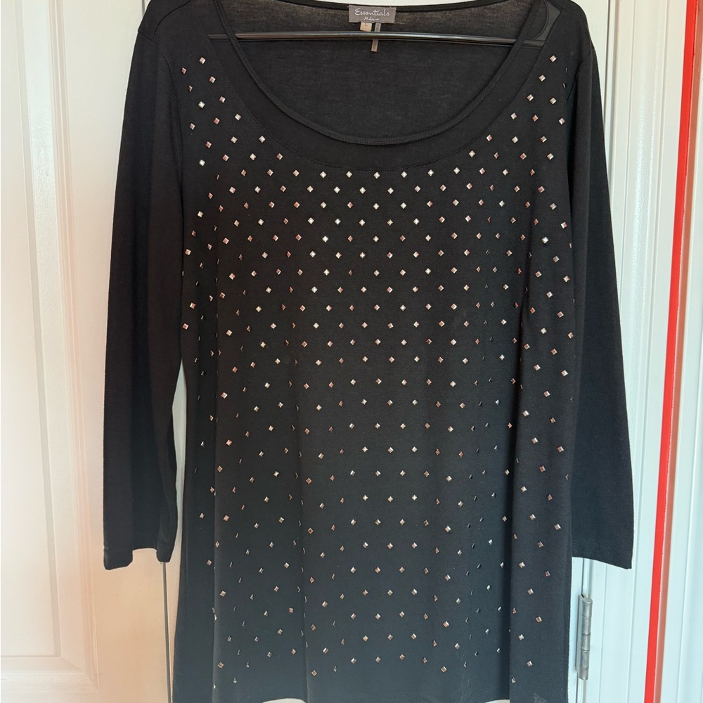 Essentials Black Women's Blouse with Studded Accents